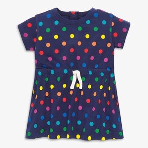 Primary drawstring dress in rainbow dot | 2T